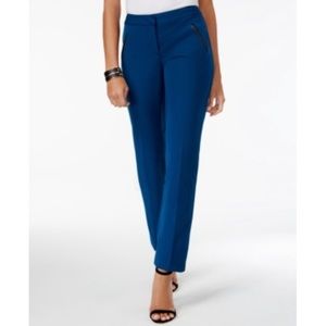 ALFANI Faux-Leather Trim Slim-Leg Pants